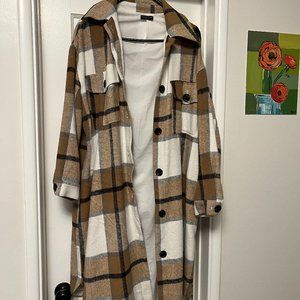 Naked Wardrobe Plaid It Cool Trench Coat Size S
